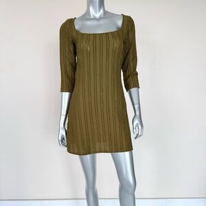 Reformation women ribbed dress in green size S
